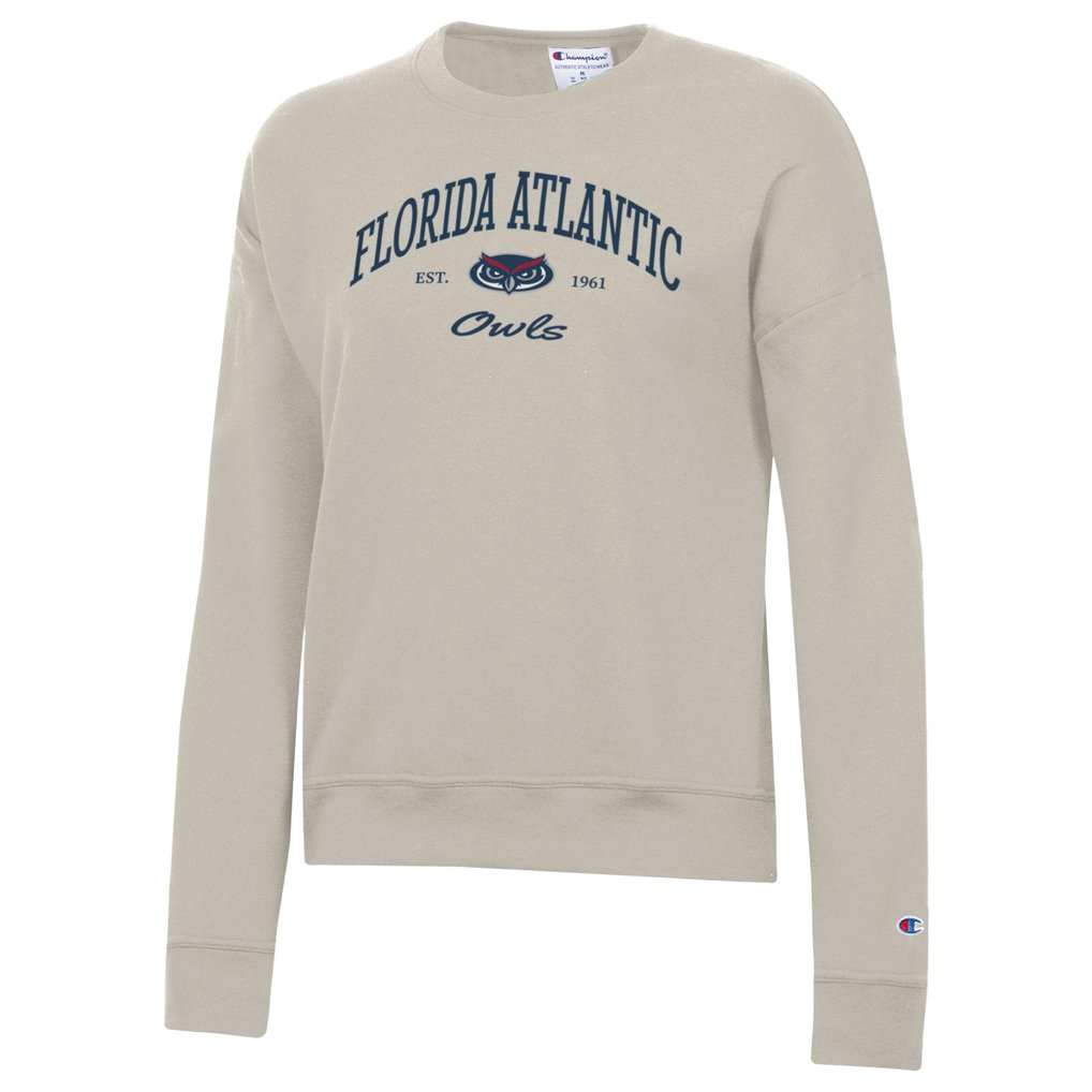  Florida Atlantic Owls Champion Women's Powerblend Pullover Sweatshirt - Oatmeal